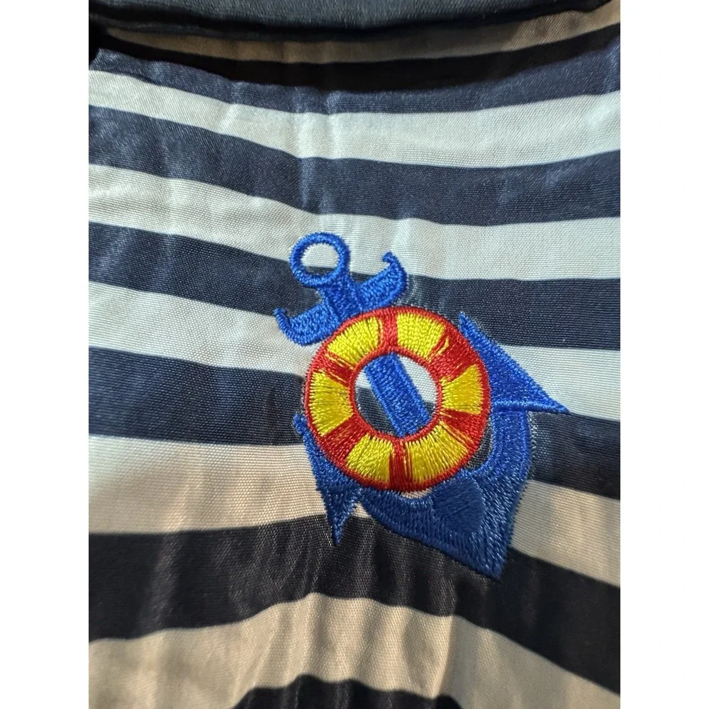 Navy Blue and White Striped Nautical SMALL Dog Outfit Leash Reflective Snaps XL